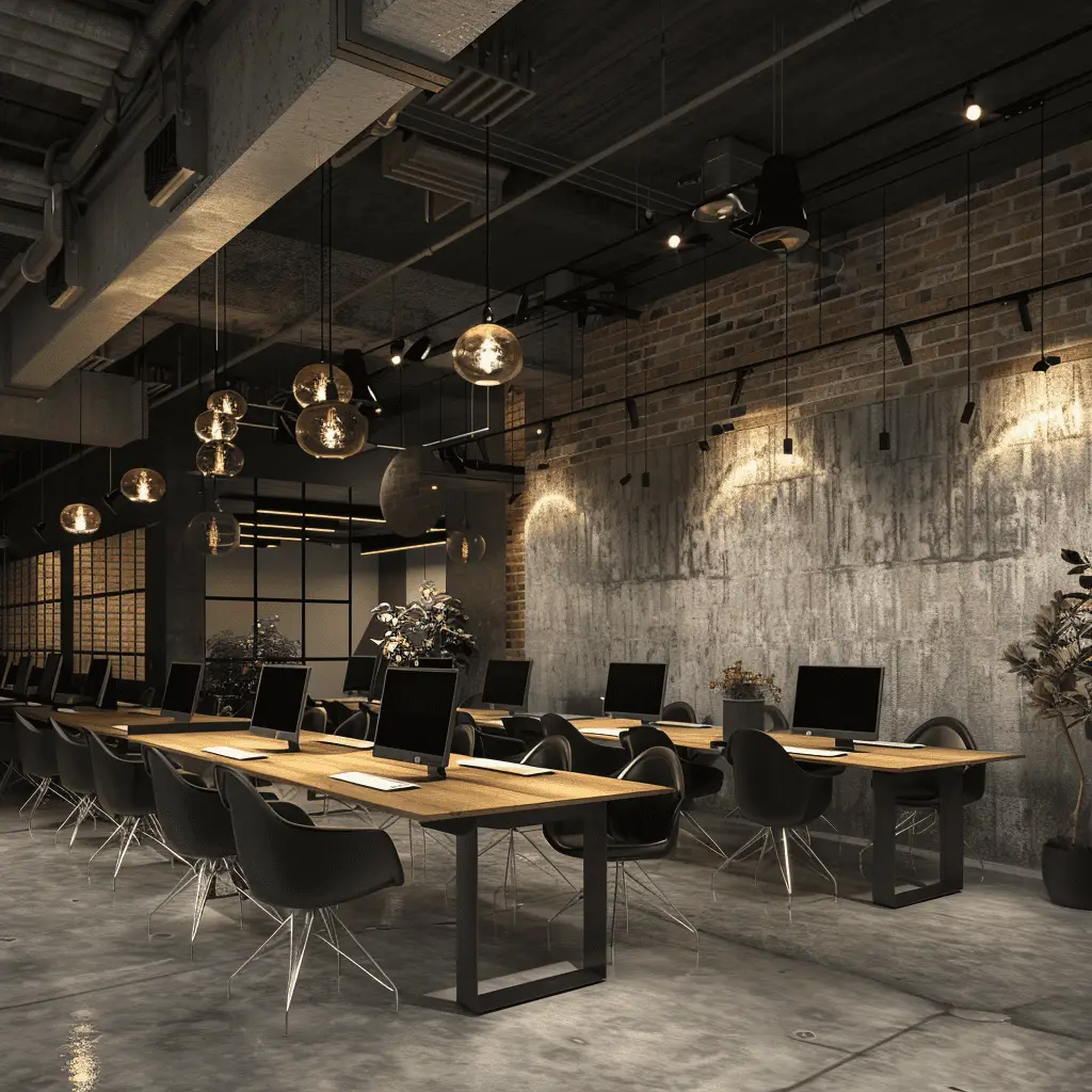 a rustic office interior design in pune