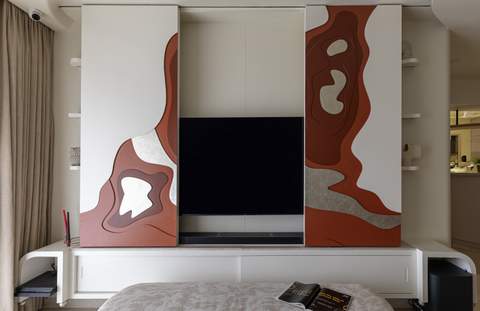 Contemporary abstract wall art in warm tones for stylish interior decor.
